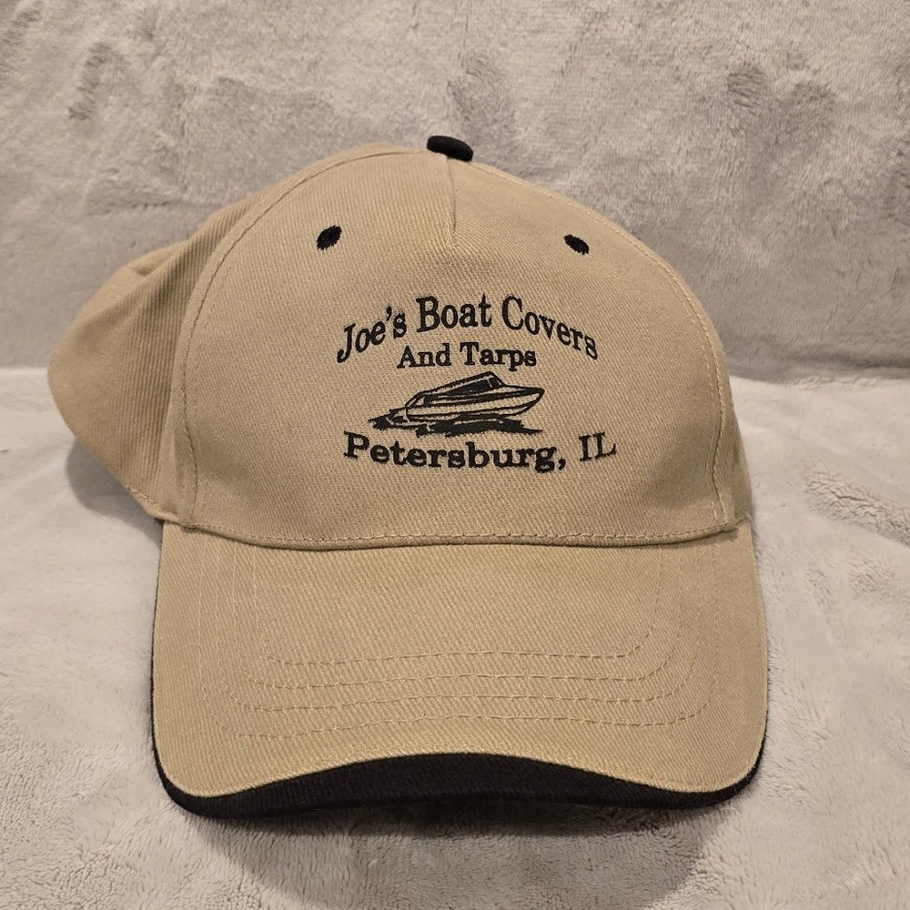 Cobra Joes Boat Covers Petersburg IL Tan Black‎ Contrast Trim Baseball Cap Hat